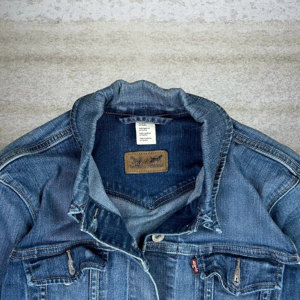Vintage Y2K Levis Jean Jacket Youth L Medium Wash Button Up Trucker Style - Picture 3 of 3